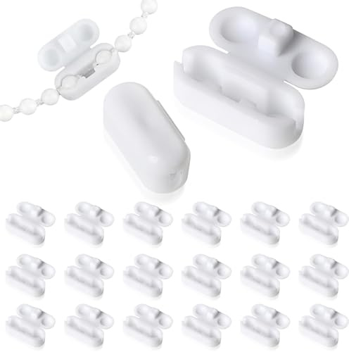 YzmrBdqc 20 Pack Roller Blind Cord Connector Clips, Plastic Chain Connectors fits Roller, Roller Ball Chain Connector, Replacement Blind Pull Cord Connector for Vertical Window Blinds (White)