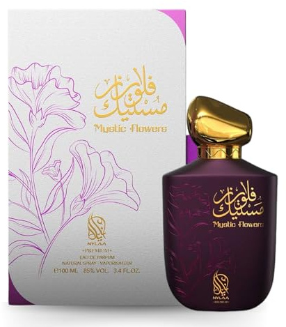 Mystic Flowers EDP 100ml by Nylaa Perfume for Women - Floral Fruity Scent with Peach Pear Jasmine Sandalwood Arabian Women Fragrance
