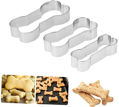 Ausstechformen Edelstahl Hundeknochenform für Hundekekse Backen | Silberfarbenes 3 Stück aus Edelstahl, Knochenförmig, für Selbstgemacht Backen und Geburtstagsfeiern, zum Sauberen Ausstechen