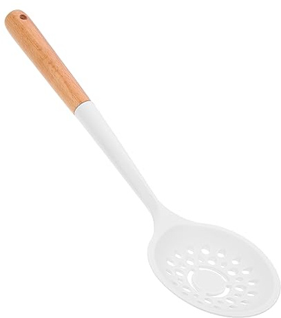 OUNONA Silicone Cooking Slotted Spoon Long Handle Colander Multifunctional Strainer for Pasta Rice Vegetables Noodles and Hot Pot Heat Resistant Kitchen Utensil