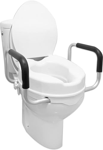 GOVITA - Rialzo WC con braccioli e Coperchio, Universale, per Anziani e Disabili, Sollevatore WC per Bagno, Sedile Ergonomico, Facile da Pulire (ALTEZZA 12cm)