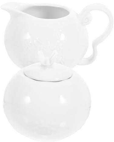 FELTECHELECTR Babyanzug 1 Satz Milchkännchen Zuckerdose Set Keramiktasse Milchkanne Aus Keramik Lagerung Espresso Soßenschüssel Zuckertopf Süßigkeitenbehälter Sugar Creamer Set Sandwich Weiß