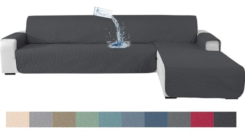 Ystyle Universell Sofabezug L Form 2 Sitzer (210CM, Dunkelgrau) | Couch Überzug Ecksofa L Form Wasserdicht, Sofa Überzug L Form Rutschfest, Kratzfest Sofa Cover L Shape, Modern Sofaüberwurf