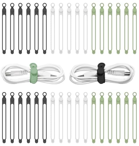 ZUYIST 30 Stück Multifunktionale Silikon Kabelbinder, Cable Kabel Organizer | Wiederverwendbare Magnetische Kabelbinder,Hochwertiges Silikon,Vielseitiger Kabelorganisator für Zuhause,Küche,Büro,Reisen