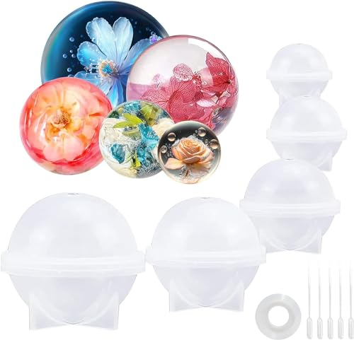 Stampo Sfera in Silicone per Resina - 5 Dimensioni, 3D Stampi per Resina Epossidica (A)