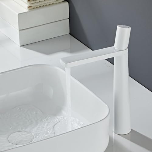HpLive Badezimmer Waschtischarmatur, Einloch-Heiß- und Kaltwasserhahn, Waschbecken-Mischbatterie aus Kupfer(Weiß)