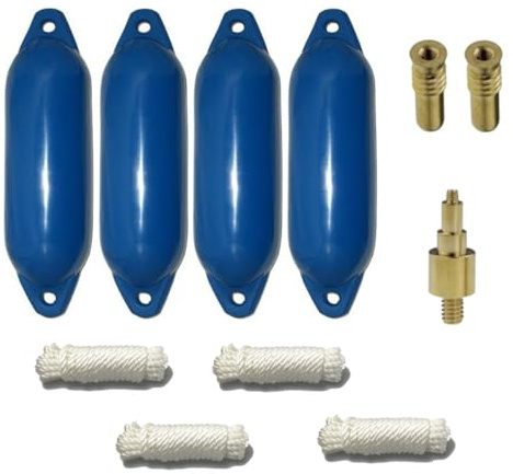 12skipper Bootsfender 4er-Set mit 4 Majoni Star 15 Fender inkl. 4 Fenderleinen, 2 Ersatzventilen, 1 Ventiladapter