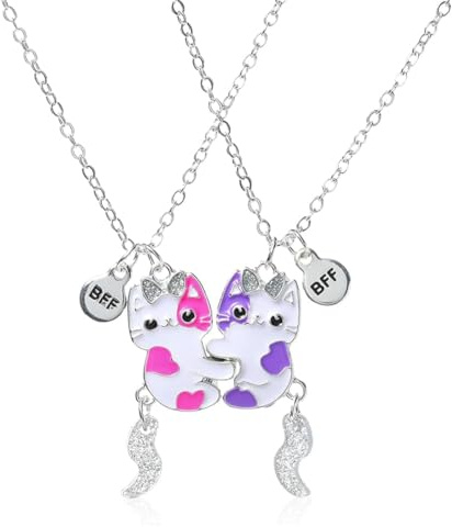 Collier d'amitié pour 2 filles, bijou assorti pour l'amitié à longue distance, Best Friends Forever Colliers aimant, cadeau d'anniversaire pour la meilleure amie, les filles et les sœurs