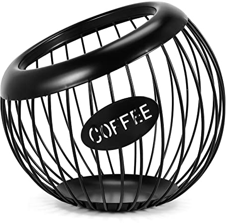 caapmony Soporte para estante de café, K-tazas y espresso de gran capacidad, cesta de almacenamiento para cápsulas de café de metal