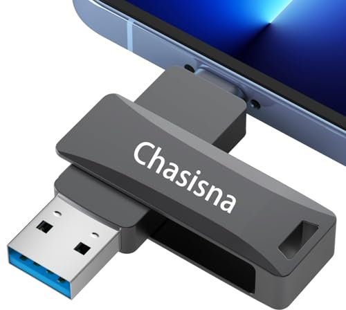 Chasisna 256 GB USB Stick Für Phone, 3 in 1 Speicherstick mit USB, i O S- und Typ-C-Anschluss zur Übertragung von Fotos und Videos, kompatibel mit i-Phone i-Pad, PC und Android（Grau）