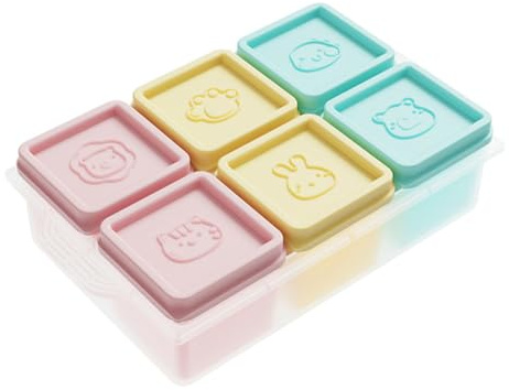 Bandeja de silicona para cubitos de hielo, molde para cubitos de hielo, 6 piezas individuales con tapa, pequeño recipiente apilable para salsas, bebidas y aperitivos, apto para microondas