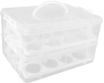 BESTOYARD Scatola Trasparente per Cupcake Due Strati Contenitore Portatile per Dessert Custodia con Maniglia per Torte e Panetteria per Trasporto Festa e Uso Quotidiano