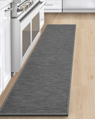 LEKEEPGO Küchenteppich 60x200cm, Küchenläufer, Teppich Läufer Küche, Grau | Rutschfest, Schmutzabweisend, Absorbierend, Auslaufsicher, Waschbar, Leicht zu Reinigen, Niedriger Stapel, für Küchen, Flur