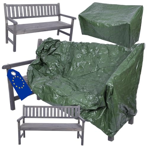 MODO24 Gartenbank aus Holz, Schutzhülle aus PVC, Parkbank, Gartenmöbel, Sitzbank, Bank Friesenbank, Holzbank, 3-Sitzer, In- & Outdoor, FSC-Holz, Abmessungen 90x154x70 cm, Farbe: Grau
