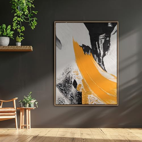 AUREDAS XXL Gemälde handgemalt - Resonanz des Geistes - 150x200cm groß, mit Schattenfugenrahmen Eiche Hell, für Wohnzimmer Schlafzimmer, Büro, ein hochformat Wandbild als Leinwandbild