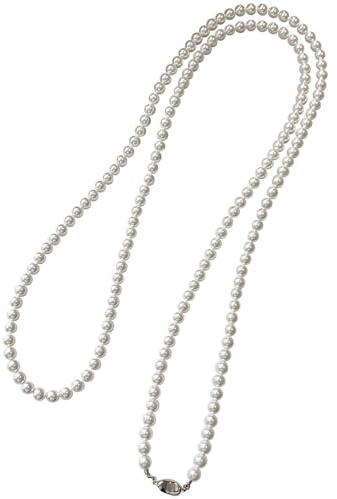 Lussuosa collana di perle da donna, senza nichel, design a doppio strato, ideale per matrimoni e feste, colore bianco, lunghezza 47,2 cm