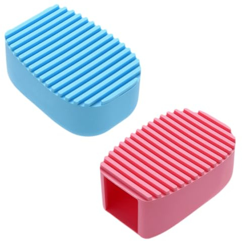 Holibanna 2 pièces Brosse à Laver Mini Silicone Outil de Nettoyage Multifonctionnel pour Vêtements Chaussures et Plus Bleu Rose