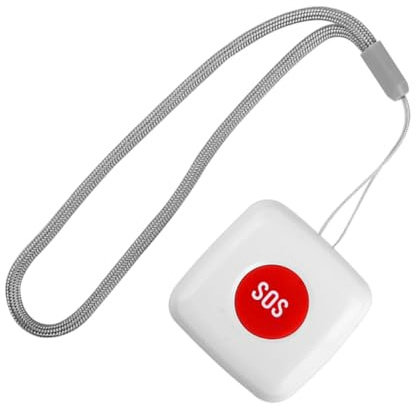 HOMSFOU Pulsante Chiamata Sos Wireless Per Anziani e Pazienti Allarme Emergenza Tasti Grandi Per Caregiver Dispositivo Di Allarme Caduta Compatibile Con Dispositivi Domotici Bianco