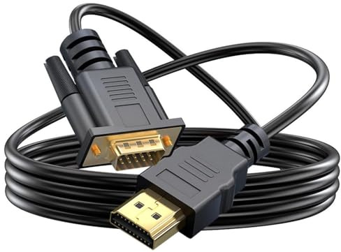 Câble HDMI vers VGA de 6 m, uni-directionnel HDMI pour ordinateur portable vers VGA, convertisseur mâle vers mâle 1080p HD Video Cord compatible avec ordinateur, ordinateur portable, moniteur