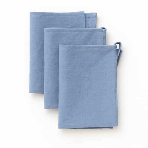 Ger3as Geschirrtücher 100% Leinen – 3er-Set Küchentücher 45x65 cm mit Aufhänger – Saugstarke & schnell trocknende Trockentücher – Hochwertige Leinentücher, Made in Litauen