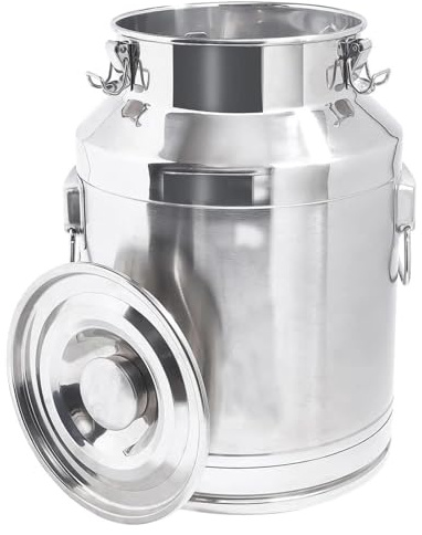 Stainless Steel Milk Transport Can - 5L/8L Dairy Jug Bucket for Milk Churning Wine Pail & Liquid Storage No Faucet Design Ideal for Farm & Kitchen Use