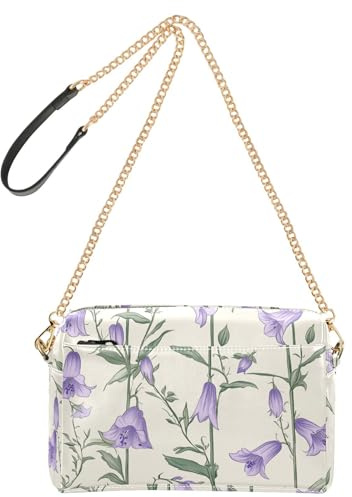 KLL Campanula Rotundifolia Flowers Fashion Crossbody Bags For Women Small Vegan Leather Womens Cross Body Purses Waterproof Lady Shoulder Handbags