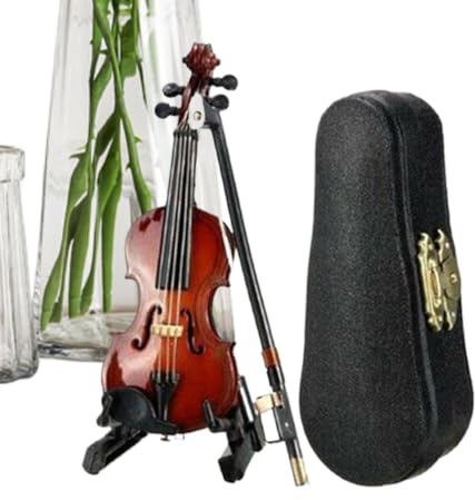 Violon miniature avec son, décoration de bureau de 13 cm, instrument de musique miniature, pour bureau, bibliothèque, table basse, enfants, collectionneurs, amateurs de musique