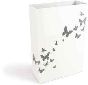 NORDIQ - Paraguero Metálico - Paragueros Modernos y Decorativos - Paragueros Originales para Entrada, Recibidor, Oficina o Comercio | Paragüero de Diseño Elegante y Funcional - Diseño Lineal - Blanco