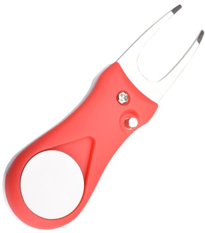 QUXVUIS Golf Pitch Groove Remover Reparaturgabel Manuelle Trainingsübung Pitchfork Outdoor Wiederverwendbares Marker Reparaturwerkzeug, Rot