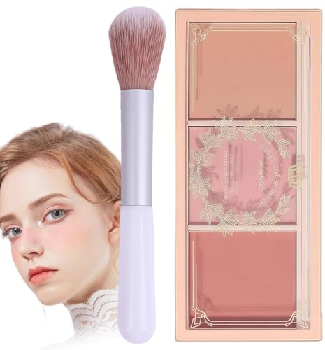 Blushers for Cheeks Make Up for Older Women, 3-in-1 Matte Powder Blush, Long-Lasting Sweat-Resistant Non-Greasy Glow, Natural Finish & Skin Brightening