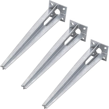 Bodenhülse Einschlaghülse für Ø 40 mm Rundpfosten, Aufnahme 100x100 mm (3) | 50 cm Länge, verzinkt, Einschlagbodenhülse, Bodeneinschlaghülse, für Zaunpfosten & Sichtschutz, Pfostenträger ohne Betonieren