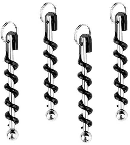 4 llaveros sacacorchos, Sacacorchos Espiral Abridor, mini llaveros | Abridor de vino, para picnics al aire libre, camping y fiestas