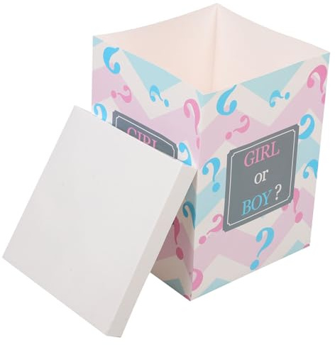 HOMSFOU Scatola Rivelatrice del Sesso Palloncino 30x30x40 Cm, Contenitore in Carta Pieghevole per Decorazioni Shower, Decorazioni per Feste di Compleanno Maschio o Femmina, Facile