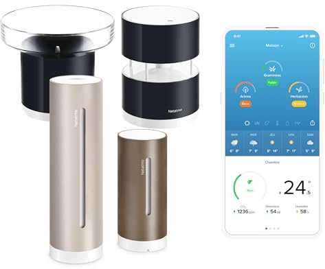 Netatmo Wetterstation ORIGINAL - 2. Generation, Innen & Außen + Windmesser + Regenmesser - Temperatur, Luftfeuchtigkeit, Luftqualität, UV, Pollen - Kompatibel mit Apple, Alexa, Google