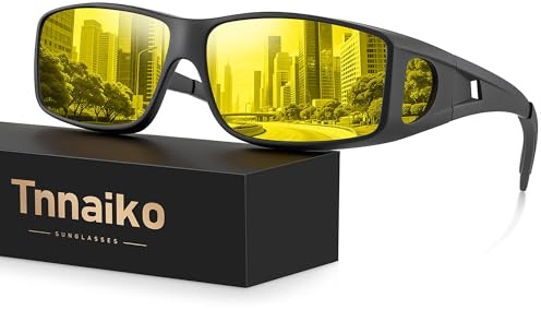 Tnnaiko Night Driving Glasses for Men and Women – Anti-Glare Night Vision Glasses for Safe Driving at Night