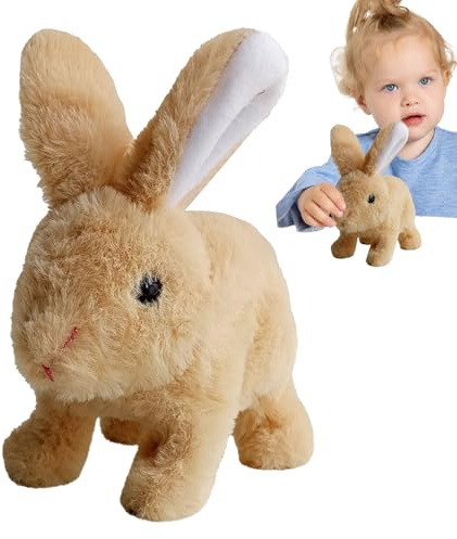 Realistic Interactive Bunny - Stuffed Bunny Plush Interactive Toy Figures,Electronic Pet Realistic Rabbit, Jumping, Twitching, and Shaking Ears