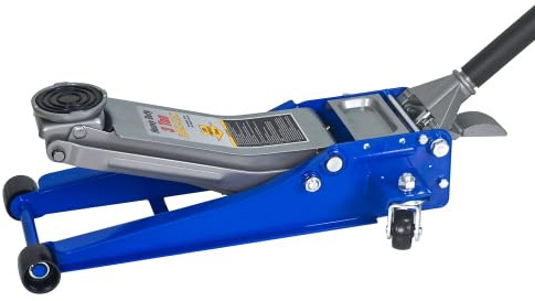 Rangierwagenheber 3T hydraulisch, Flacher Wagenheber mit Doppelpumpe, 75–505 mm Hubhöhe, Aluminium & Stahl, für PKW & SUV, Blau/Silber