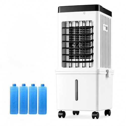 Klimaanlage Mobil Ohne Abluftschlauch, Leiser Verdunstungsluftkühler 15L, 7,5H Timer, 3 Windstufen, Lüfter mit Wasserkühlung für Zuhause, Schlafzimmer, Wohnung und Büro