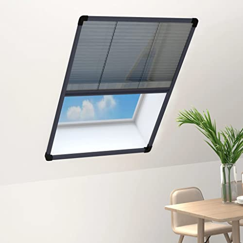Bendmaxx Tenda plissettata per finestre in alluminio, colore antracite, 80 x 120 cm, zanzariera per finestre da tetto, ventilazione in estate