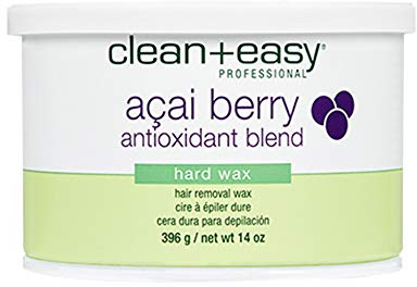 Clean + Easy Acai Berry Hard Wax for Hair Removal – Non-Strip, Depilatory Wax for Painless Full Body, Face, Bikini Brazilian Waxing, Removes Fine to Coarse Hair, 14 oz