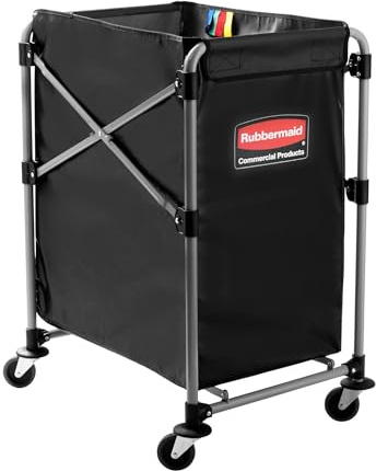 Rubbermaid Commercial Products X-Cart mit Zusammenklappbarem Rahmen | Transportwagen aus Stahl | 150 l, Schwarz