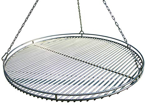 VEIKIN DESIGN Edelstahl Grillrost mit Reling Ø 60 cm, Grillrost Rund für Schwenkgrill, Massive Ausführung, Profi-Grillrost, Handarbeit aus Deutschland