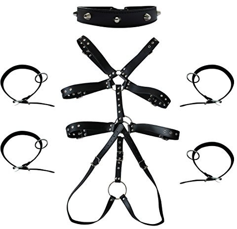 dPois Herren Ganz Körper Harness Harnais Geschirr Körpergeschirr Gürtel Männer Riemenbody Leather Einstellbar Sexspielzeug Brustgeschirr Körper Brust Body Schwarz One_Size