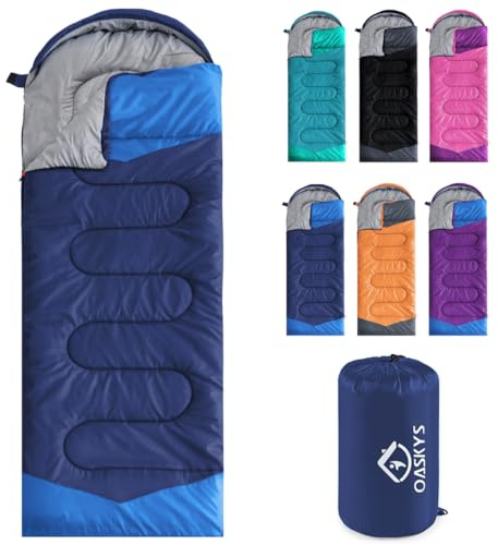 oaskys Camping Sleeping Bag - 3 Season Warm & Cool Weather - Summer Spring Fall Lightweight Waterproof for Adults Kids - Camping Gear Equipment, Traveling, and Outdoors