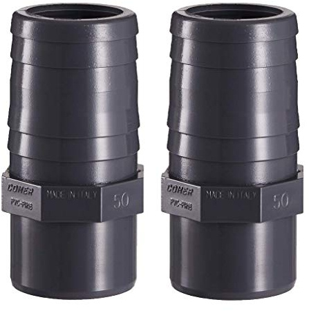 2 x well2wellness® PVC Druckschlauchtülle Achtkant mit Klebeanschluss 2 x 50 mm (107031)