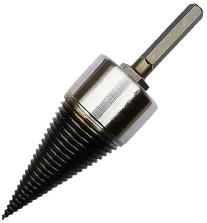 NUHUi Punta da trapano per legno pesante, spaccalegna da ardere, U, filettatura antiscivolo, vite a U, cono per spaccare, cacciavite conico, spaccalegna da ardere, manico con gambo esagonale