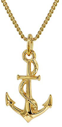 trendor Anker Gold-Anhänger 333 mit goldplattierter Halskette 35801 | elegantes Schmuckstück für Damen und Herren, zauberhafte Geschenkidee