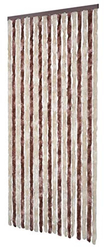Tidyard Insektenschutz Vorhang Fenster Fliegengitter Insektenschutzrollo Faden Vorhang Deko für Balkontür Beige und Hellbraun 56x200 cm Chenille