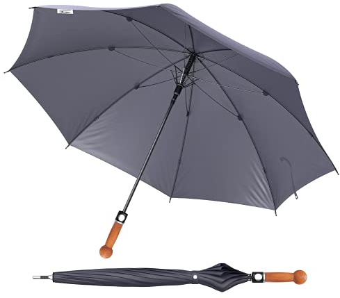 Sicherheitsschirm Videokurs | Verteidigungs Abwehr Regenschirm | Selbstverteidigung (Knauf Zwetschge) 92cm Lang
