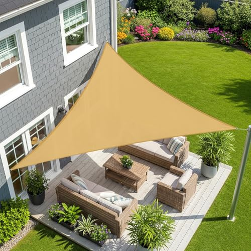 Sunnylaxx 3.6x3.6x3.6m Sabbia Tenda a Vela Triangolare Ombreggiante, Impermeabile Vele Parasole Protezione UV per Esterno, Giardino e Terrazza, Piscina